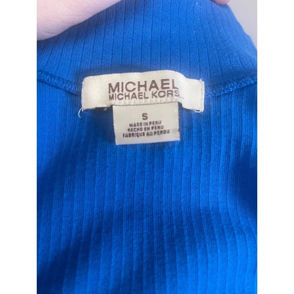 Michael Michael Kors Womens Size Small Ribbed Pullover Top Blue Long Sleeve - Picture 5 of 9